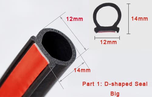 Universal D-Shape Car Door Seal Strip 12M Automotive Self-Adhesive Weather Stripping for Car Truck Door Window Soundproof Noise Insulation Sealing Rubber Seal Strip for Door Window 