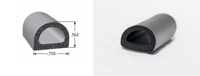 Water- and Weather-Resistant Hollow Foam Rubber Surface-Mount Seals EPDM Foam Rubber Seals